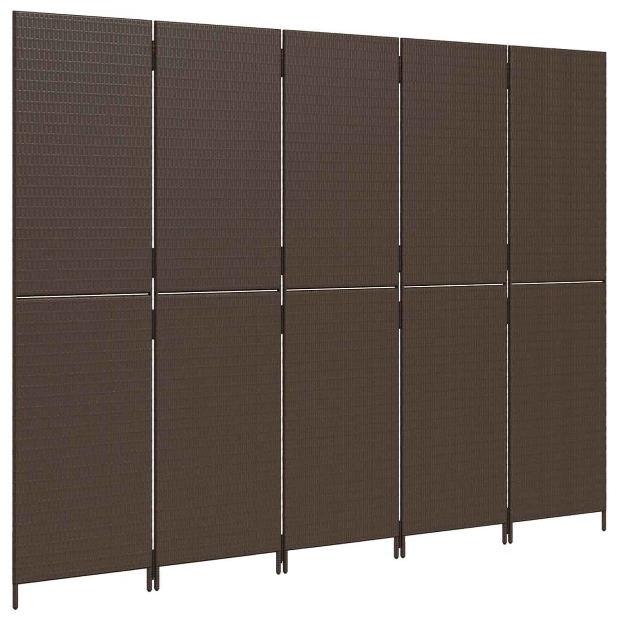 Voir la diapositive 4 : VIDAXL Cloison de separation 5 panneaux marron resine tressee