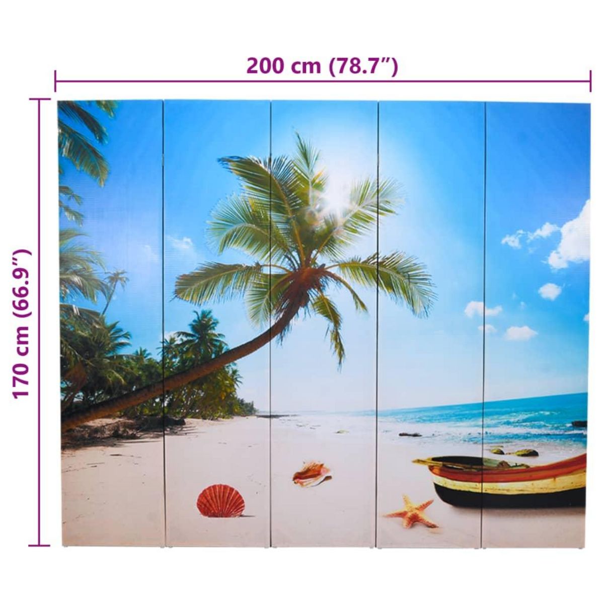 VIDAXL Cloison de separation pliable 200 x 170 cm Plage