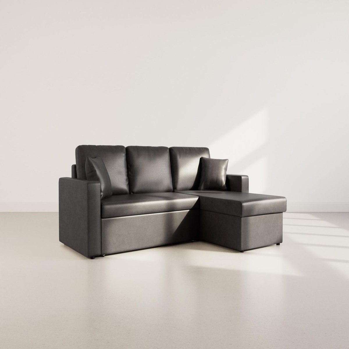 BEST MOBILIER Cyrus - canapé d'angle réversible 4 places - convertible avec coffre - en simili