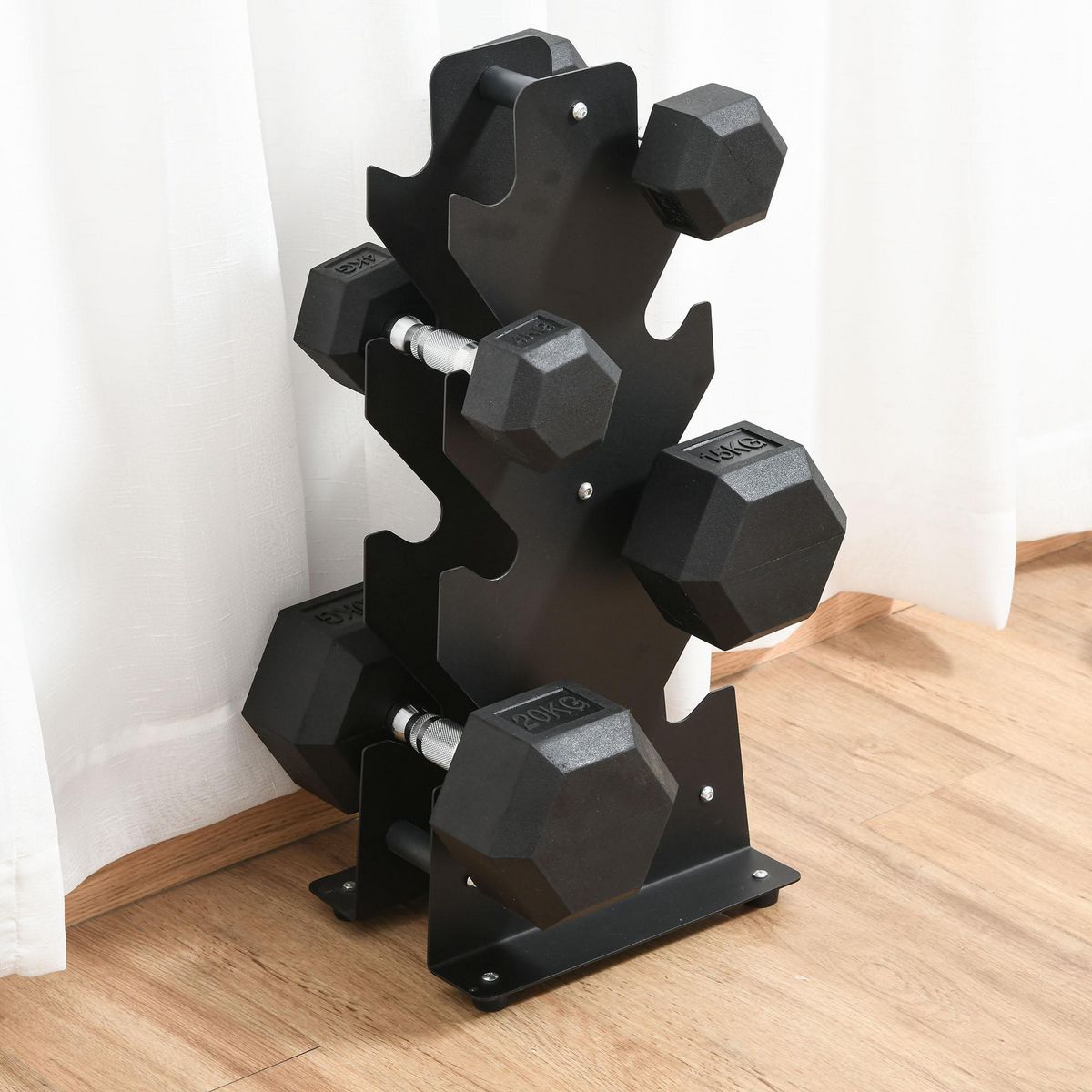 HOMCOM Haltère courte poids 20 Kg - entraînement musculaire & haltérophilie - acier caoutchouc noir