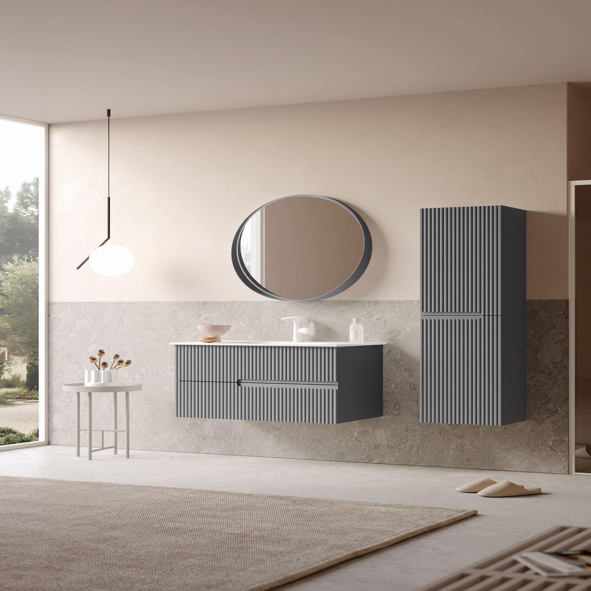 Voir la diapositive 4 : Habitat et Jardin Armoire de Salle de Bain  Moonlight 40  - 40 x 27 x 138 cm - Matte Grey