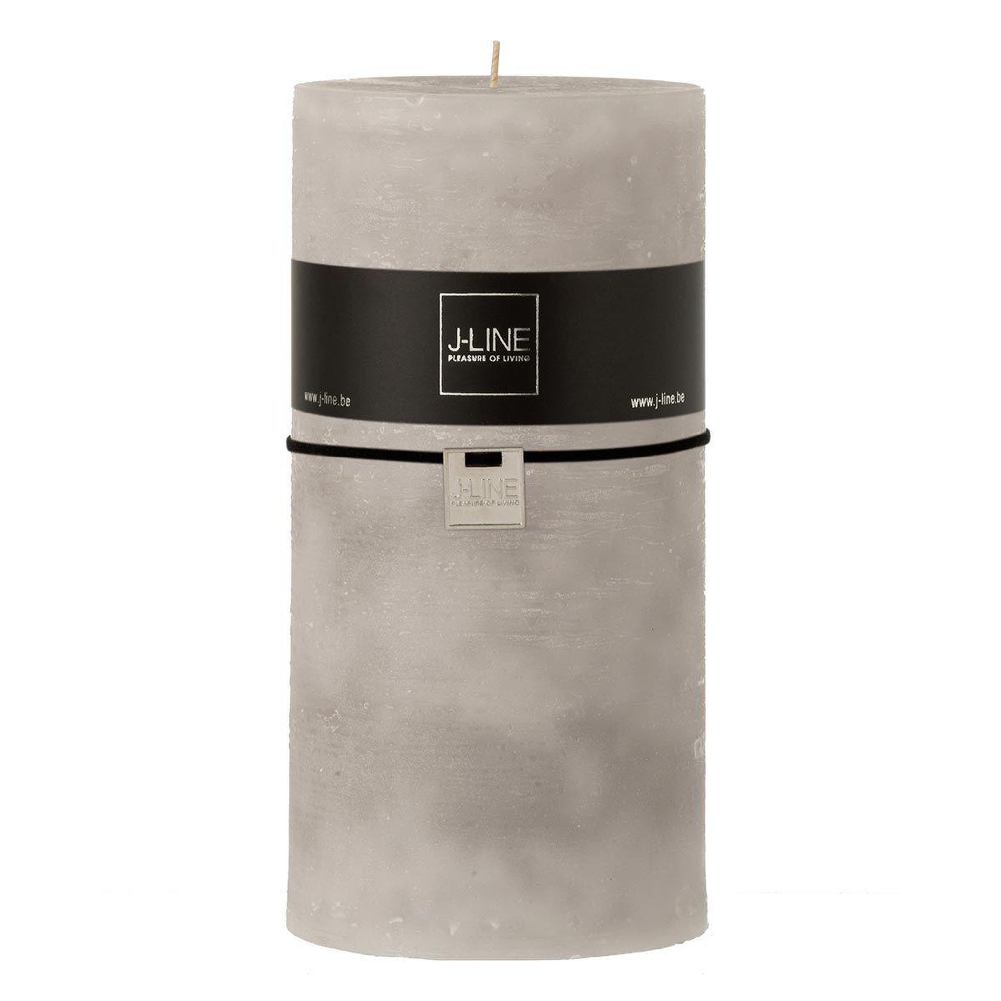 J-LINE Bougie cylindrique déco  junina  20cm gris clair