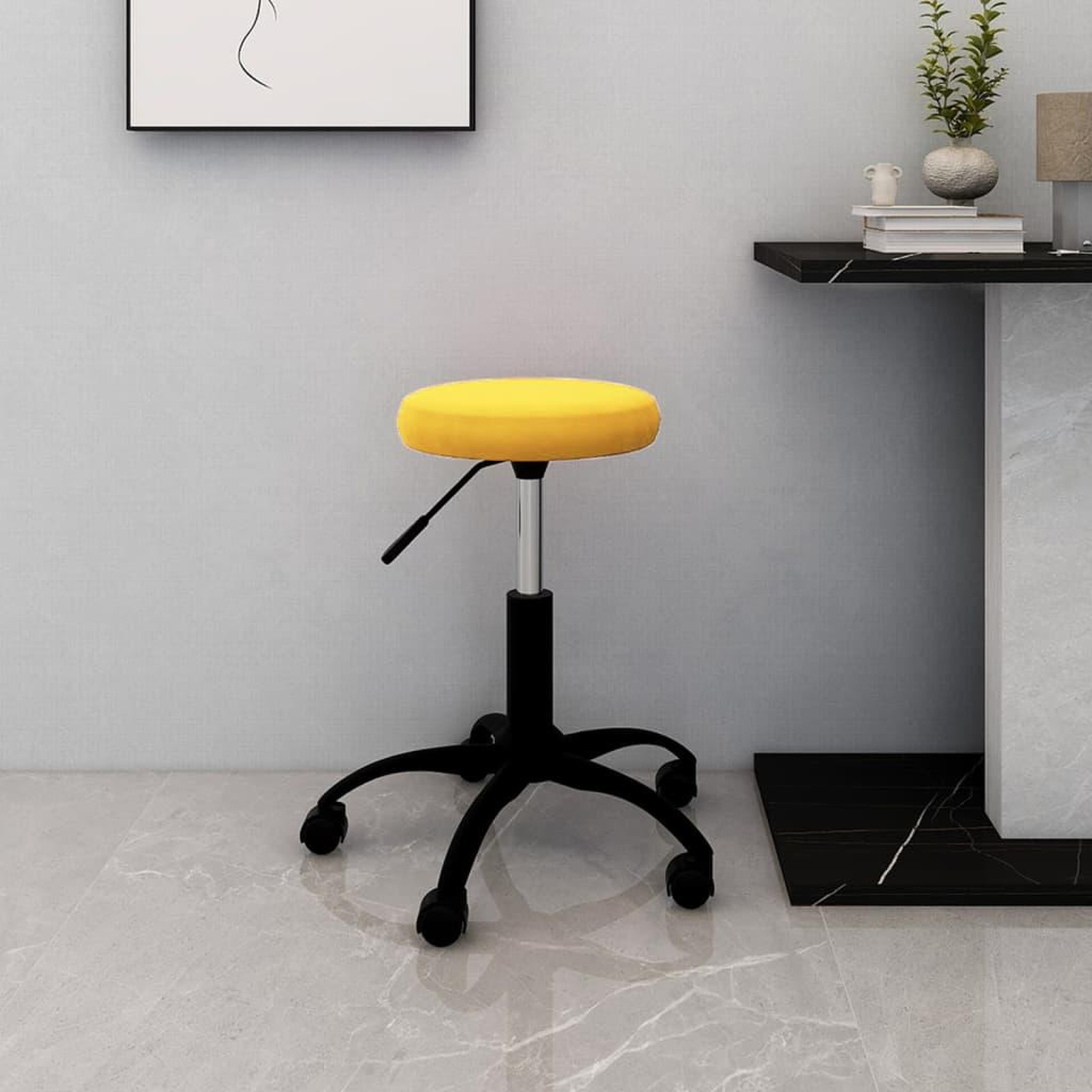 Voir la diapositive 1 : VIDAXL Chaise pivotante de bureau Jaune moutarde Velours