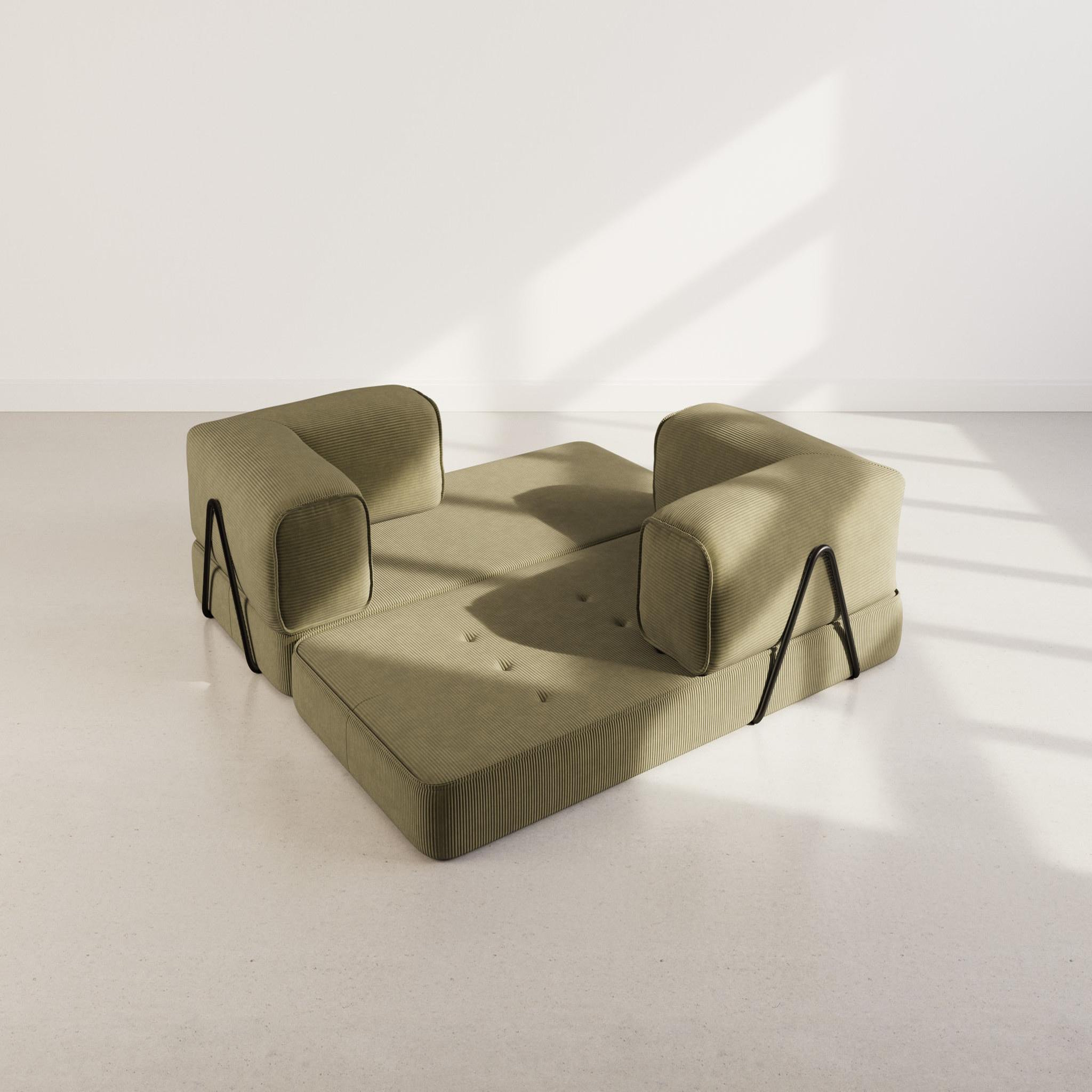 Voir la diapositive 3 : BEST MOBILIER Poppy - canapé 3 places convertible en velours côtelé