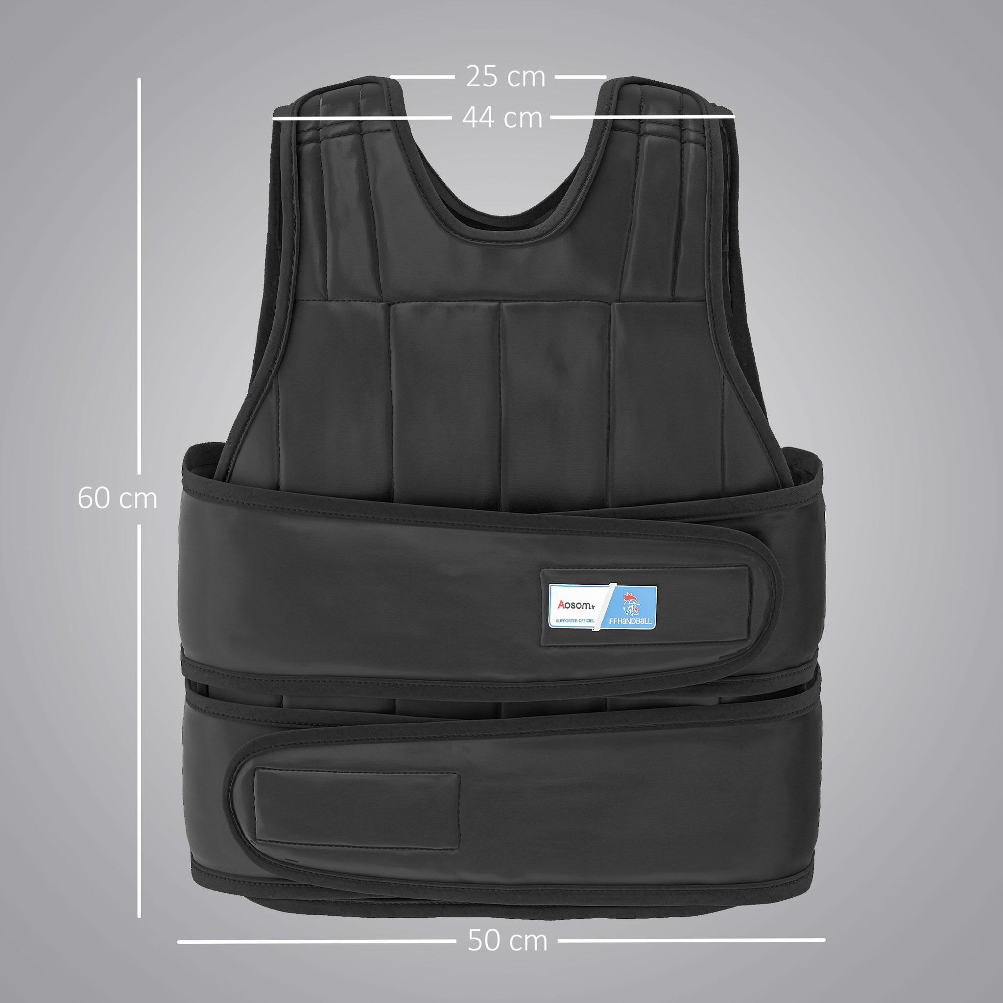 Voir la diapositive 2 : HOMCOM Gilet lesté réglable veste lestée 20 Kg max. poids amovibles entrainement musculation exercice boxe oxford noir