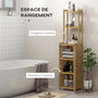 Voir la diapositive 4 : HOMCOM Meuble colonne salle de bain style naturel porte niche 4 étagères bambou