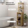 Voir la diapositive 4 : HOMCOM Meuble colonne salle de bain style naturel porte niche 4 étagères bambou