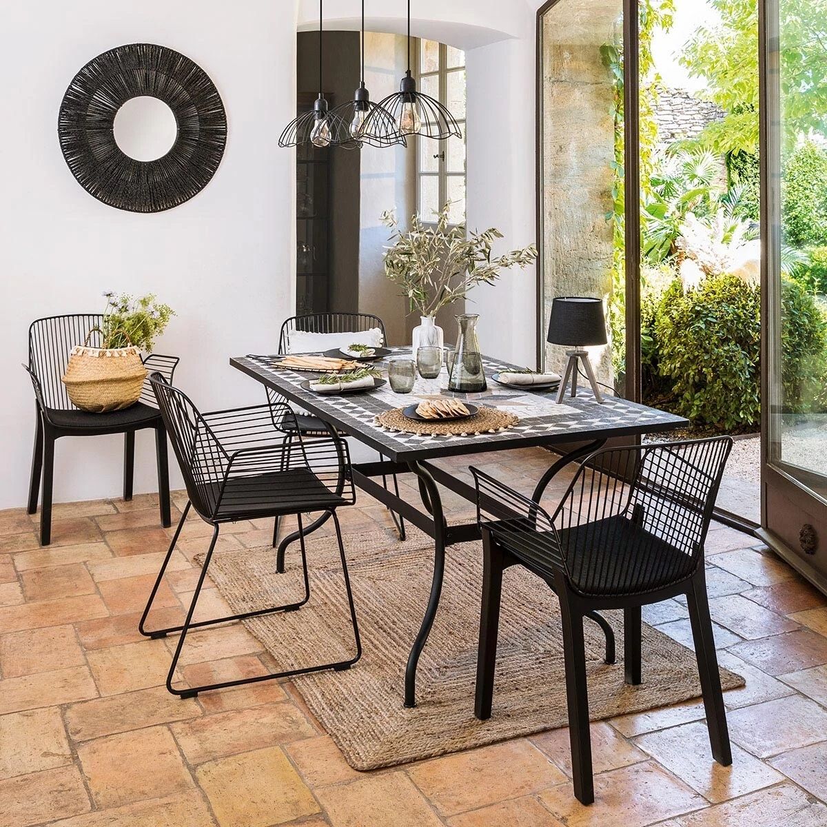 ATMOSPHERA Lot de 2 fauteuils filaires pieds bois massif SHELBY