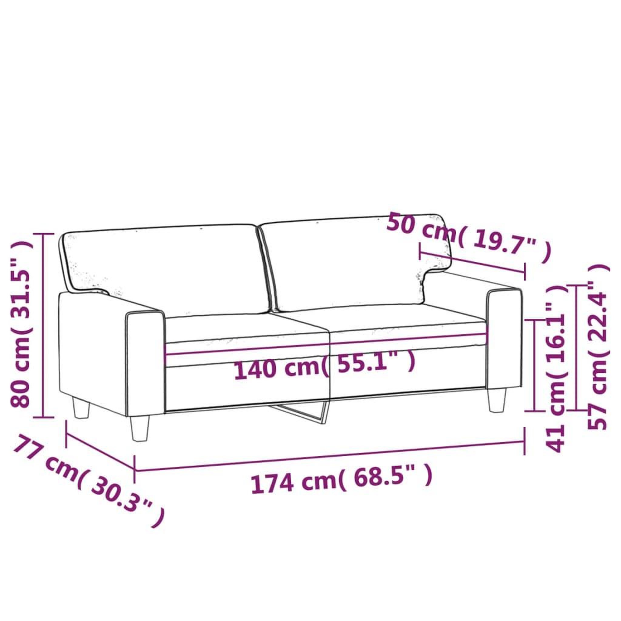 Voir la diapositive 6 : VIDAXL Canape a 2 places Cappuccino 140 cm Similicuir