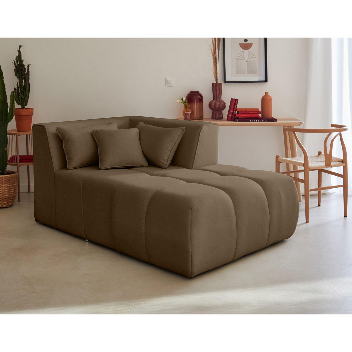 LISA DESIGN Caracas - module d'assise méridienne droit - en tissu