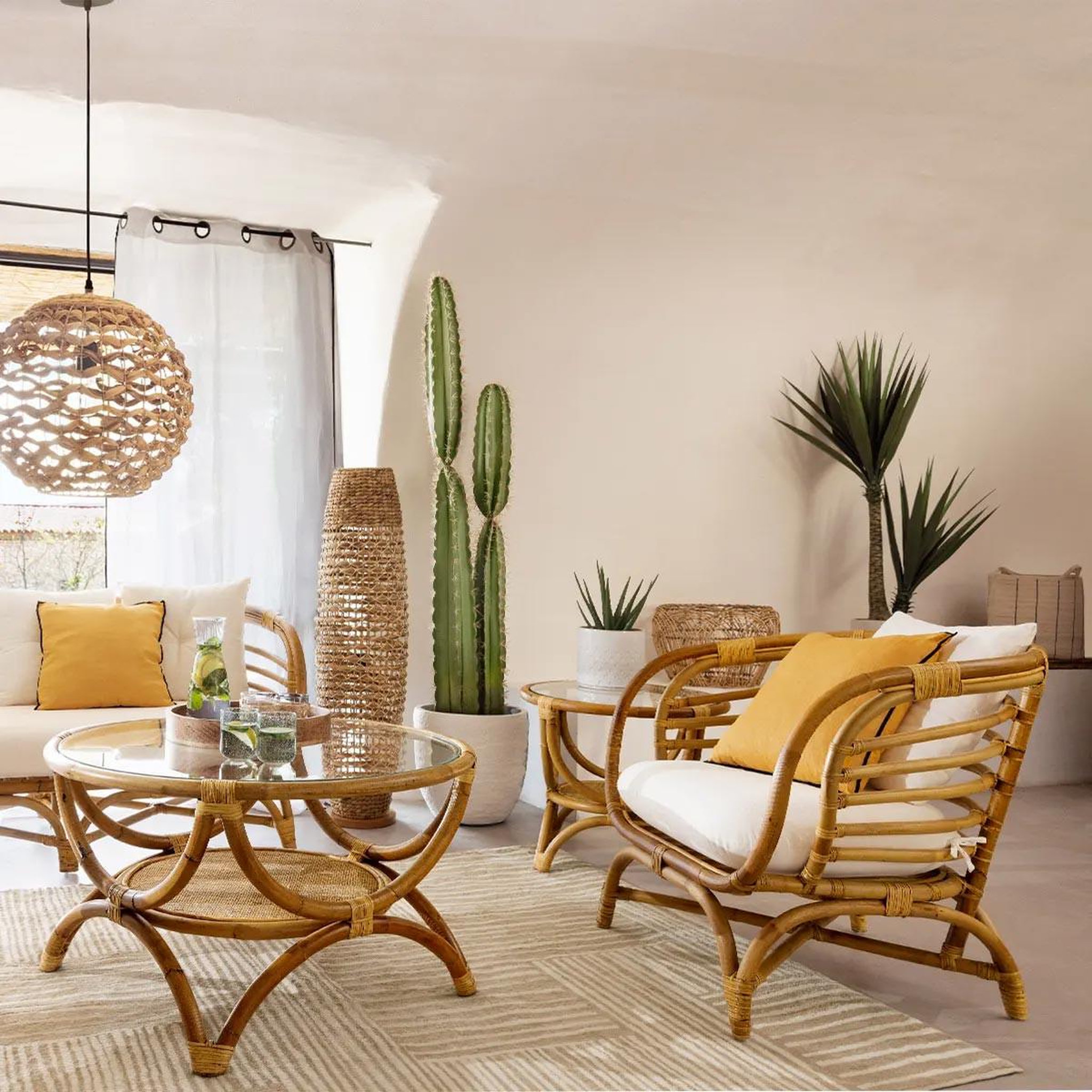 Voir la diapositive 5 : ATMOSPHERA Canapé 2 places en rotin  farah  143cm naturel