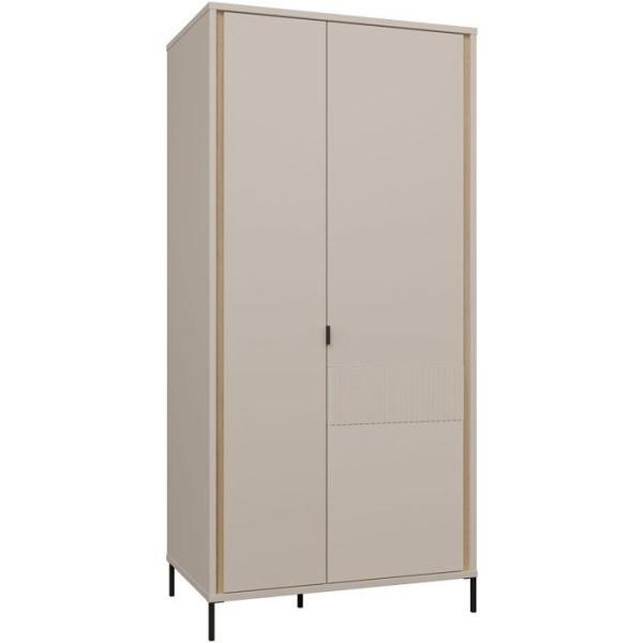 Voir la diapositive 5 : MARKET24 Armoire de chambre - décor sable- 2 portes battantes - l95 x p61 x h200 cm