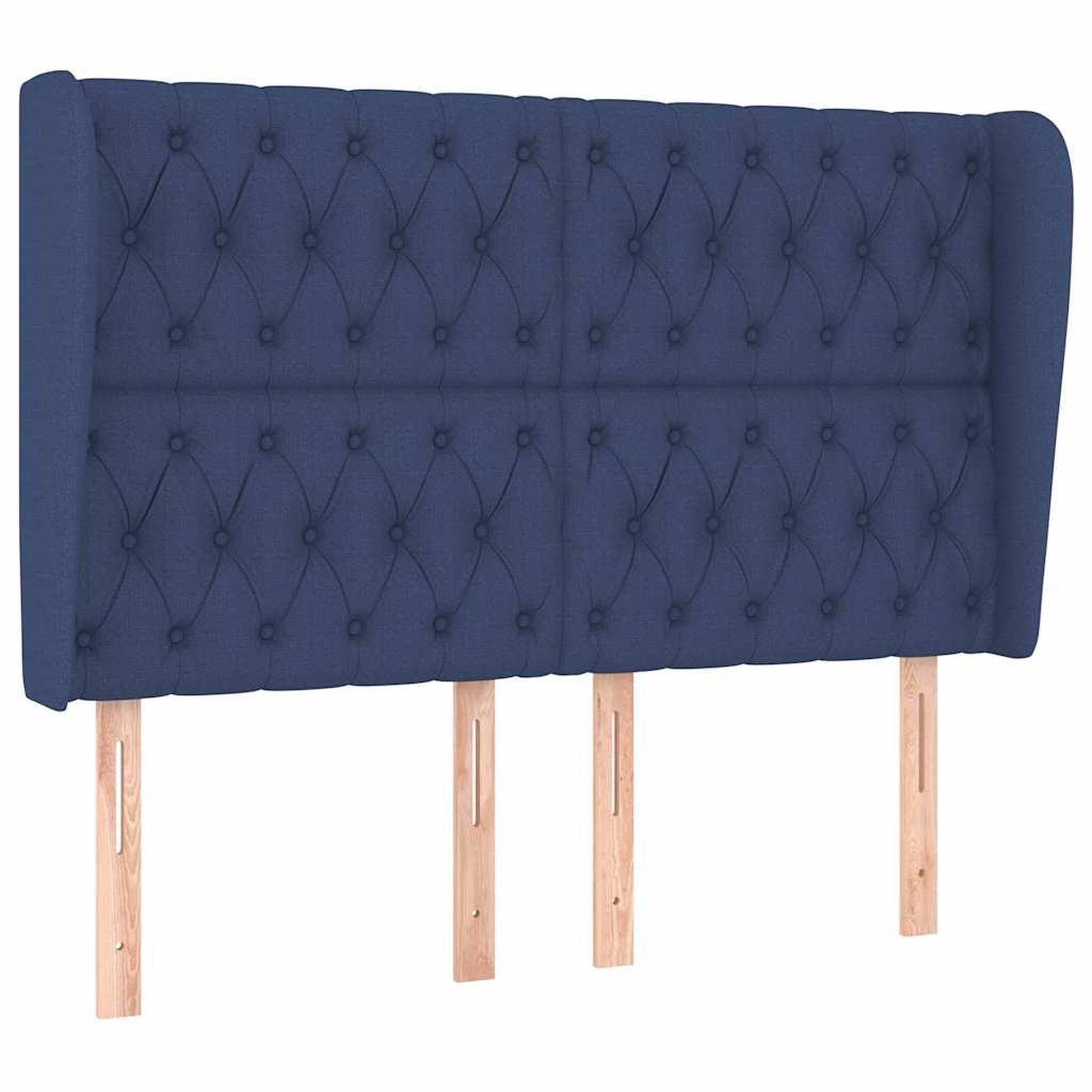 VIDAXL Tete de lit avec oreilles bleu 163x23x118/128 cm tissu