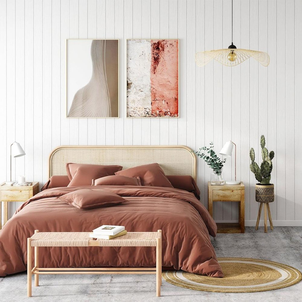 Rendez vous déco Tête de lit 160 cm en rotin naturel-Grace