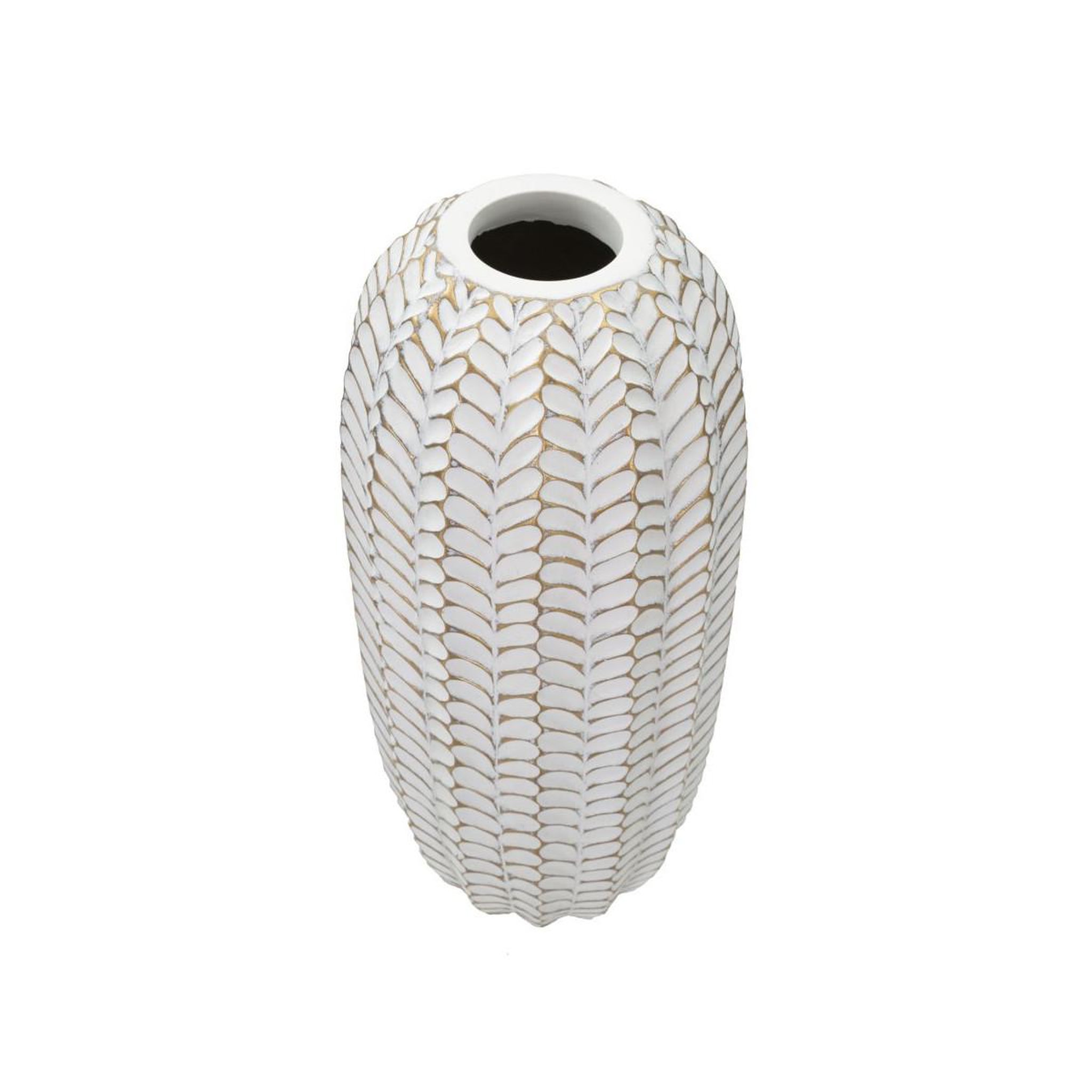 Voir la diapositive 3 : Paris Prix Vase déco en résine  leaf  46cm blanc