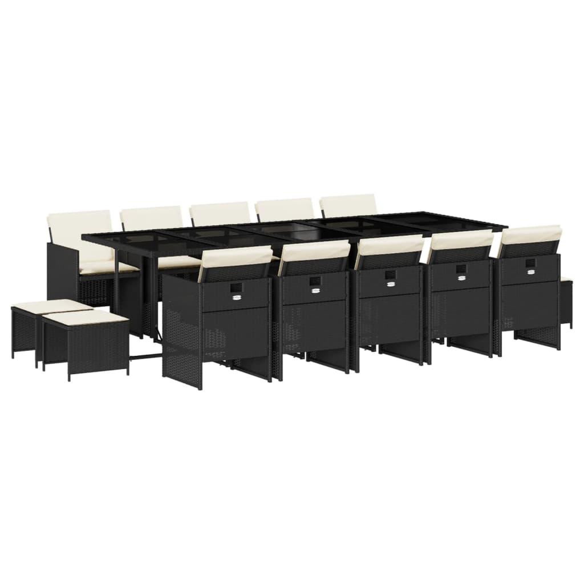 Voir la diapositive 2 : VIDAXL Ensemble a manger de jardin 15 pcs coussins noir resine tressee