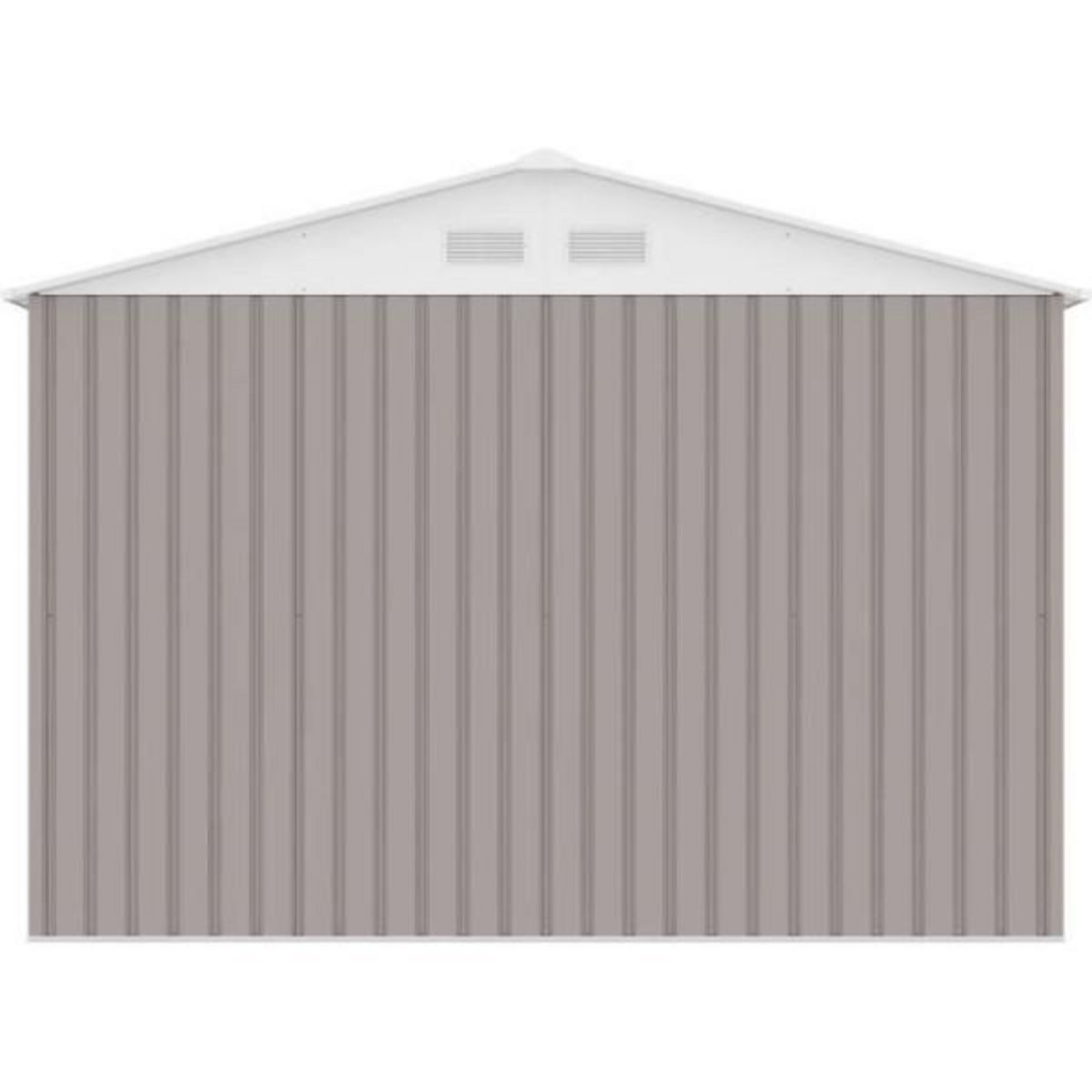 MARKET24 URANUS Abri de jardin en métal 8,84 m² - 277 x 319 x 202 cm - Kit d'ancrage inclus, 2 portes coulissantes - Taupe