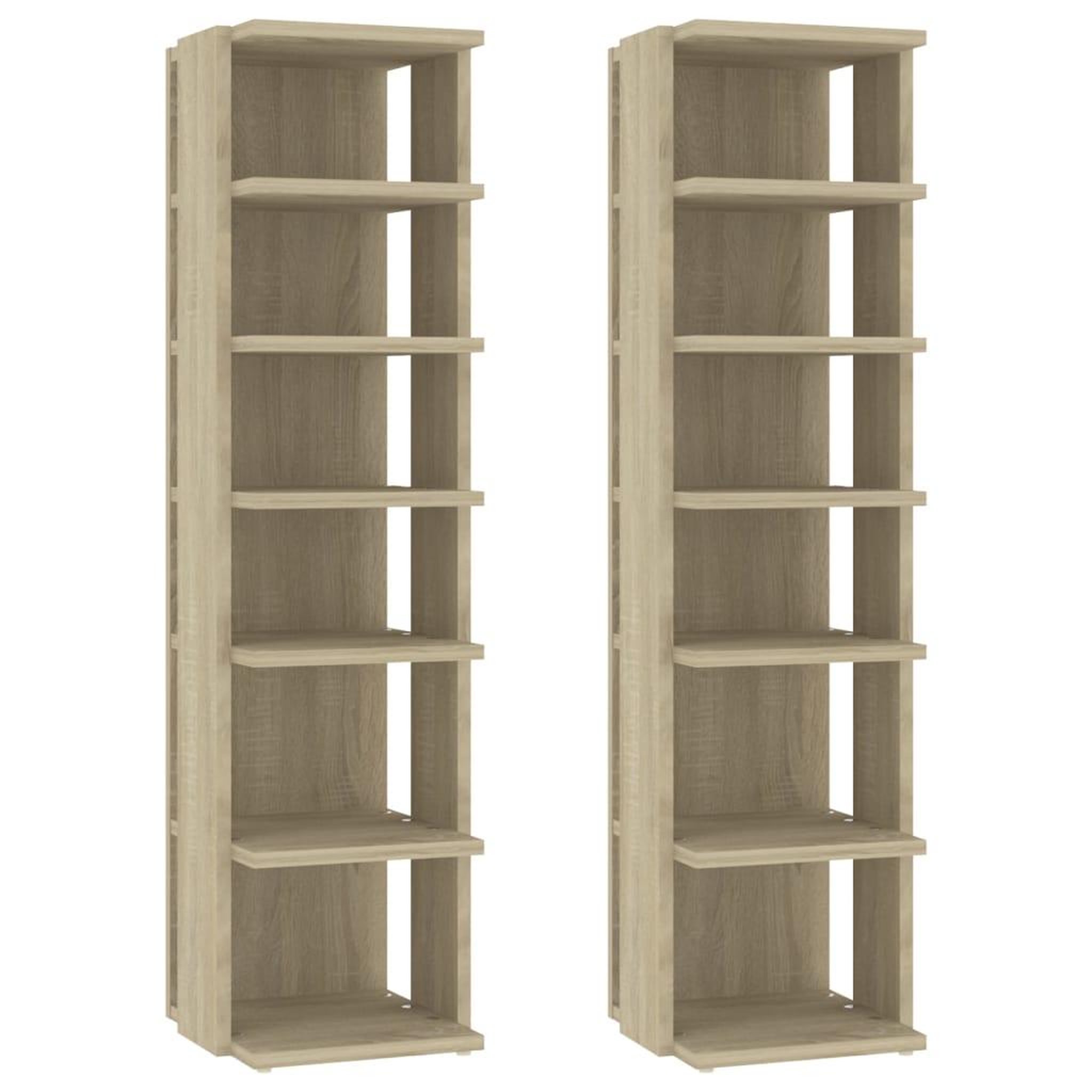 Voir la diapositive 2 : VIDAXL Armoires a chaussures 2 pcs Chene Sonoma 27,5x27x102 cm