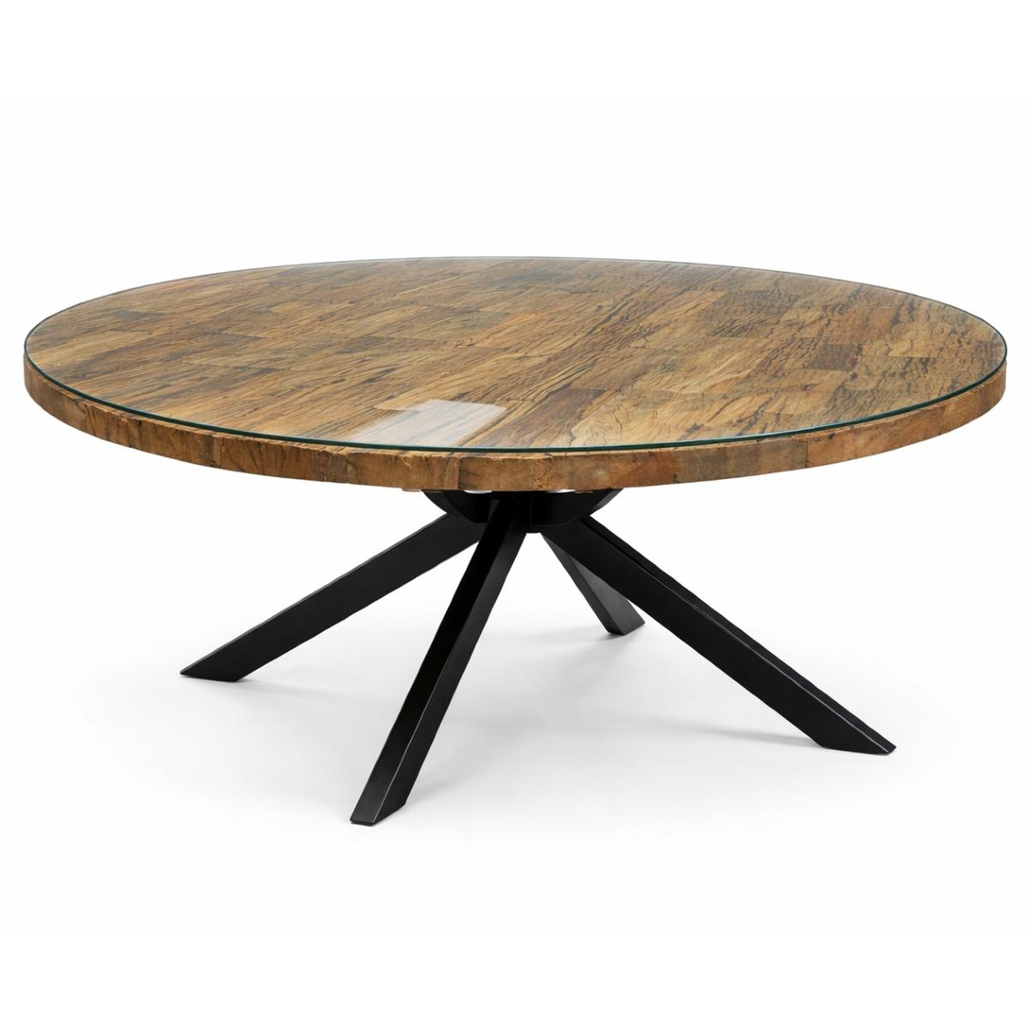 JLC KREATION Table à manger ronde en bois et verre 150cm KLASS