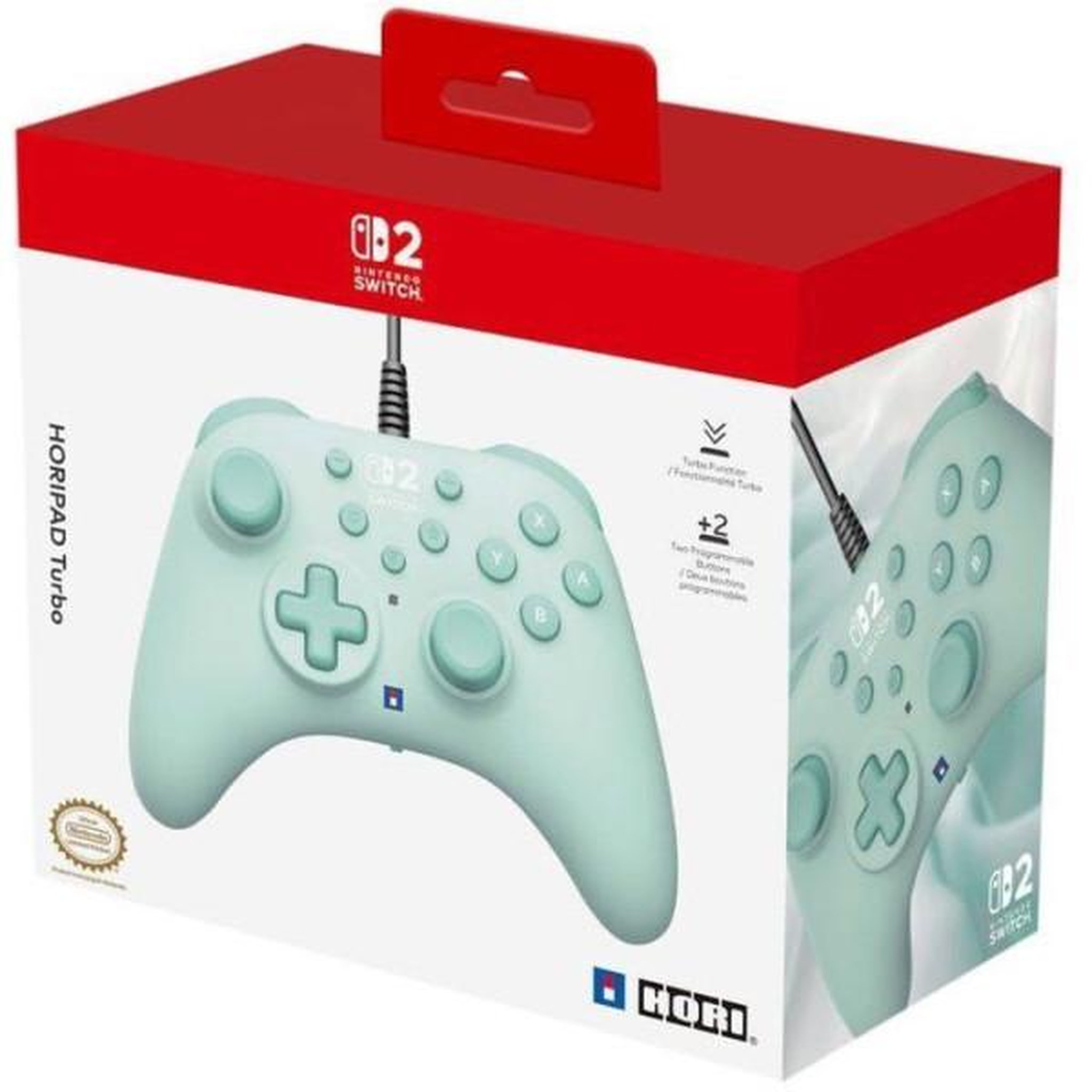 Voir la diapositive 2 : HORI Manette de jeu - nintendo switch et switch 2 - filaire - vert - horipad turbo - boutons arriere programmables - hori