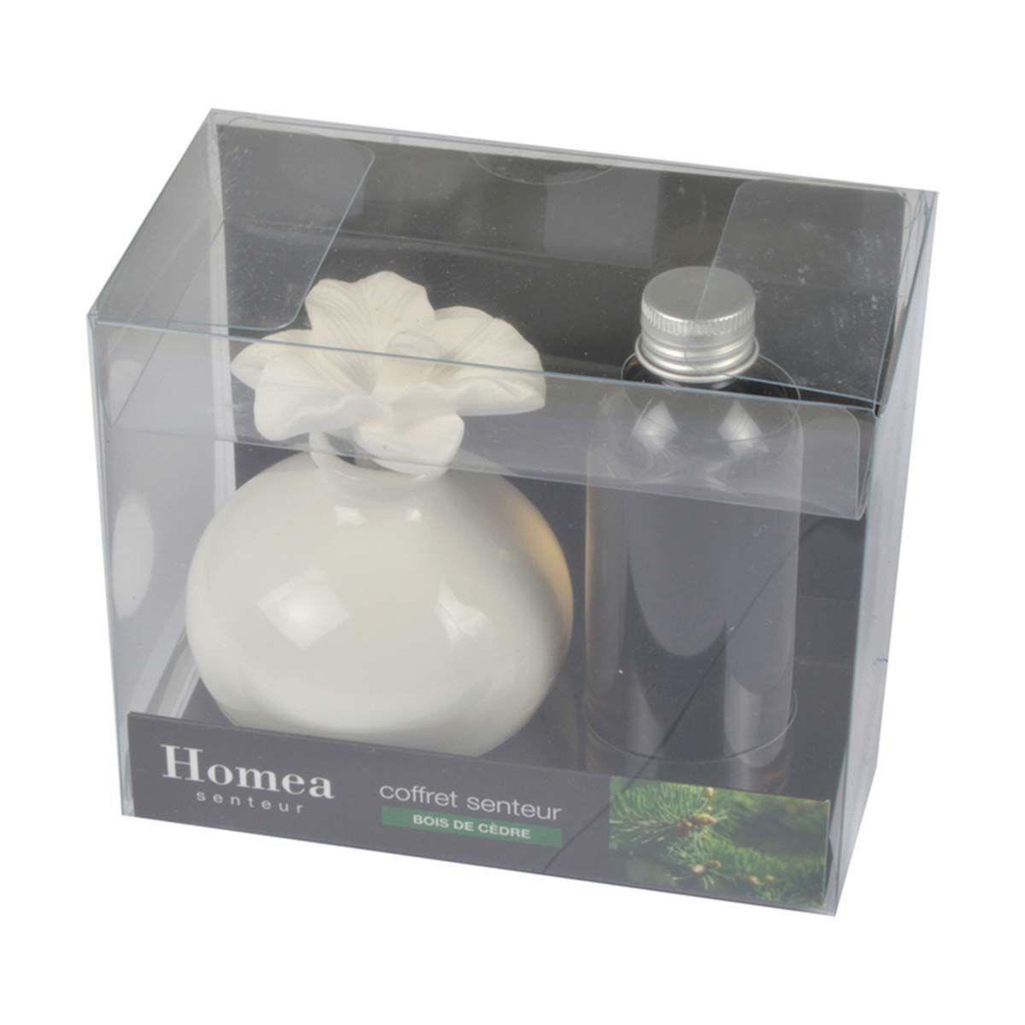 Voir la diapositive 2 : HOMEA Coffret senteur  essentiel  100ml bois de cèdre
