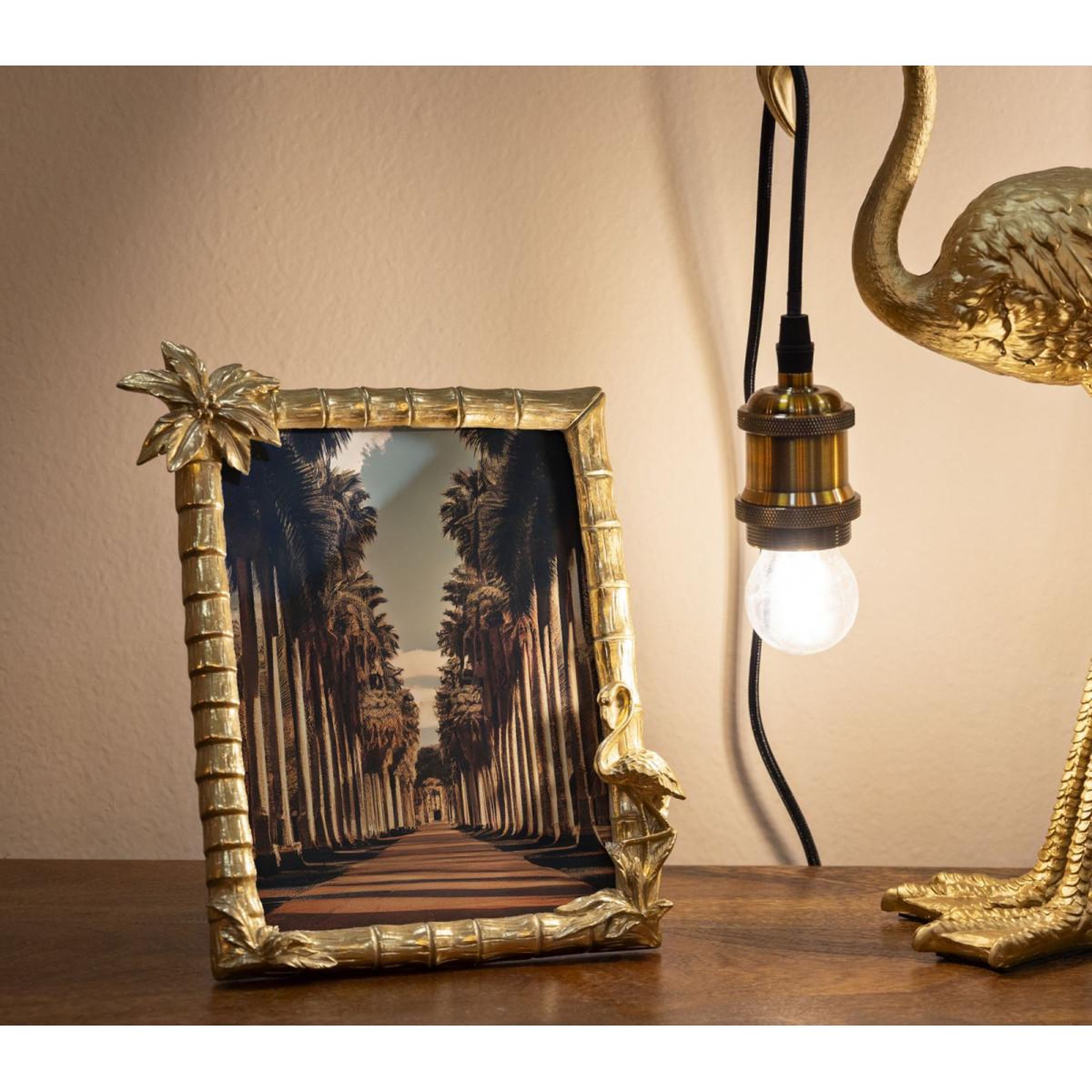 Voir la diapositive 5 : Paris Prix Cadre photo déco palmier  flamant rose  15x20cm or