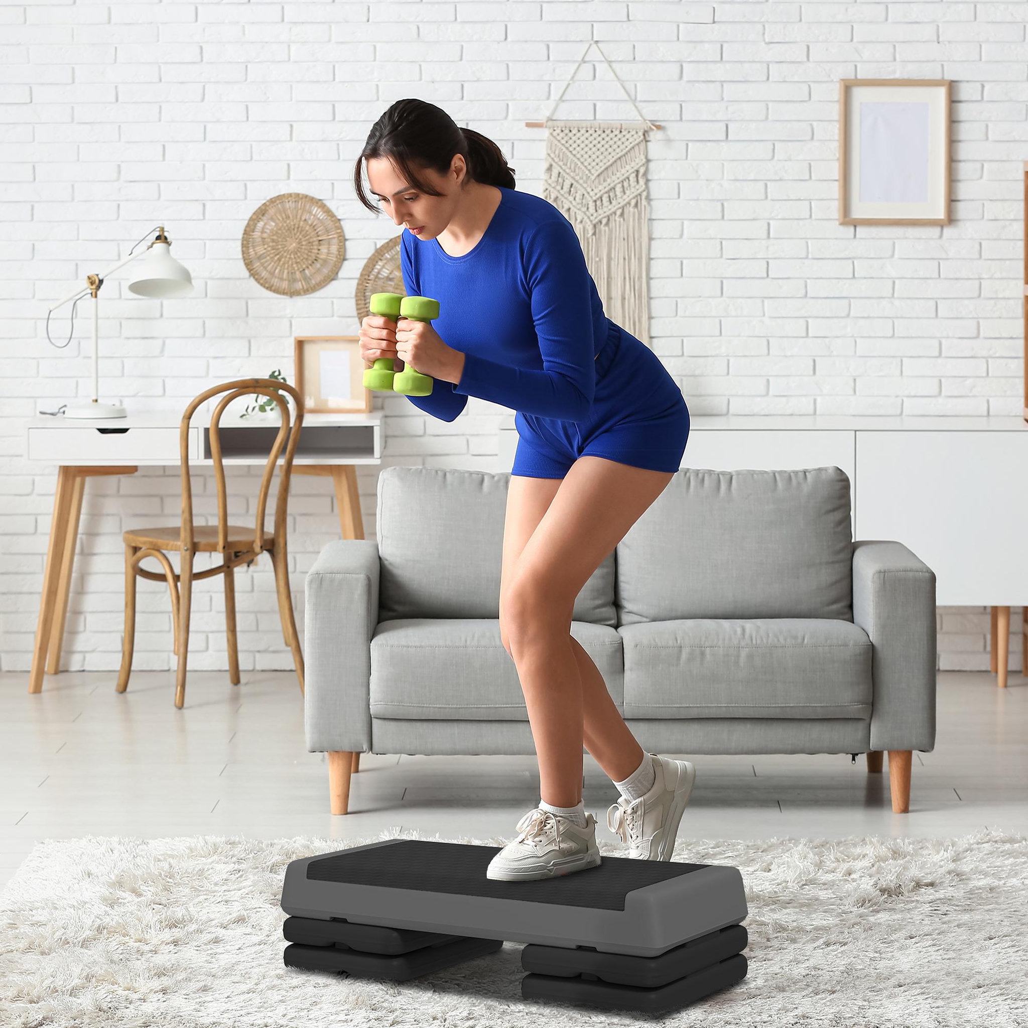 Voir la diapositive 6 : HOMCOM Stepper fitness hauteur réglable max. 250kg gris noir