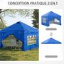 Voir la diapositive 4 : OUTSUNNY Tonnelle barnum pliant pop-up 3L x 3l x 2,84H m 4 parois latérales amovibles 2 fenêtres + sac de transport métal Oxford bleu