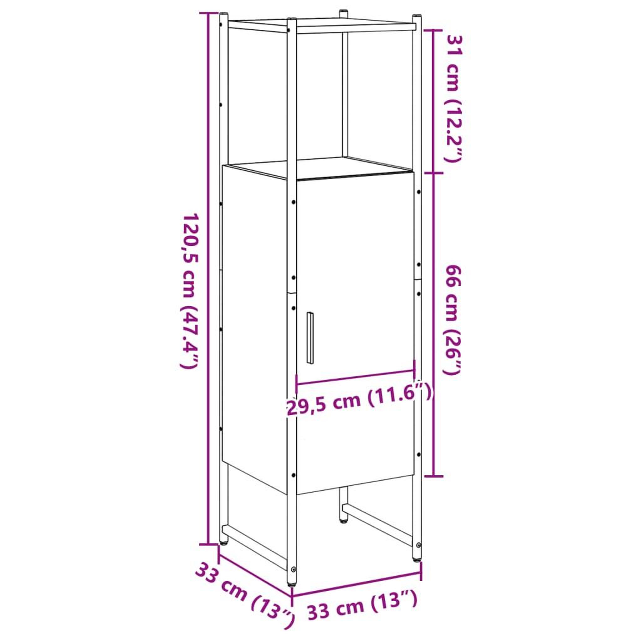 Voir la diapositive 6 : VIDAXL Armoire salle de bain vieux bois 33x33x120,5 cm bois ingenierie