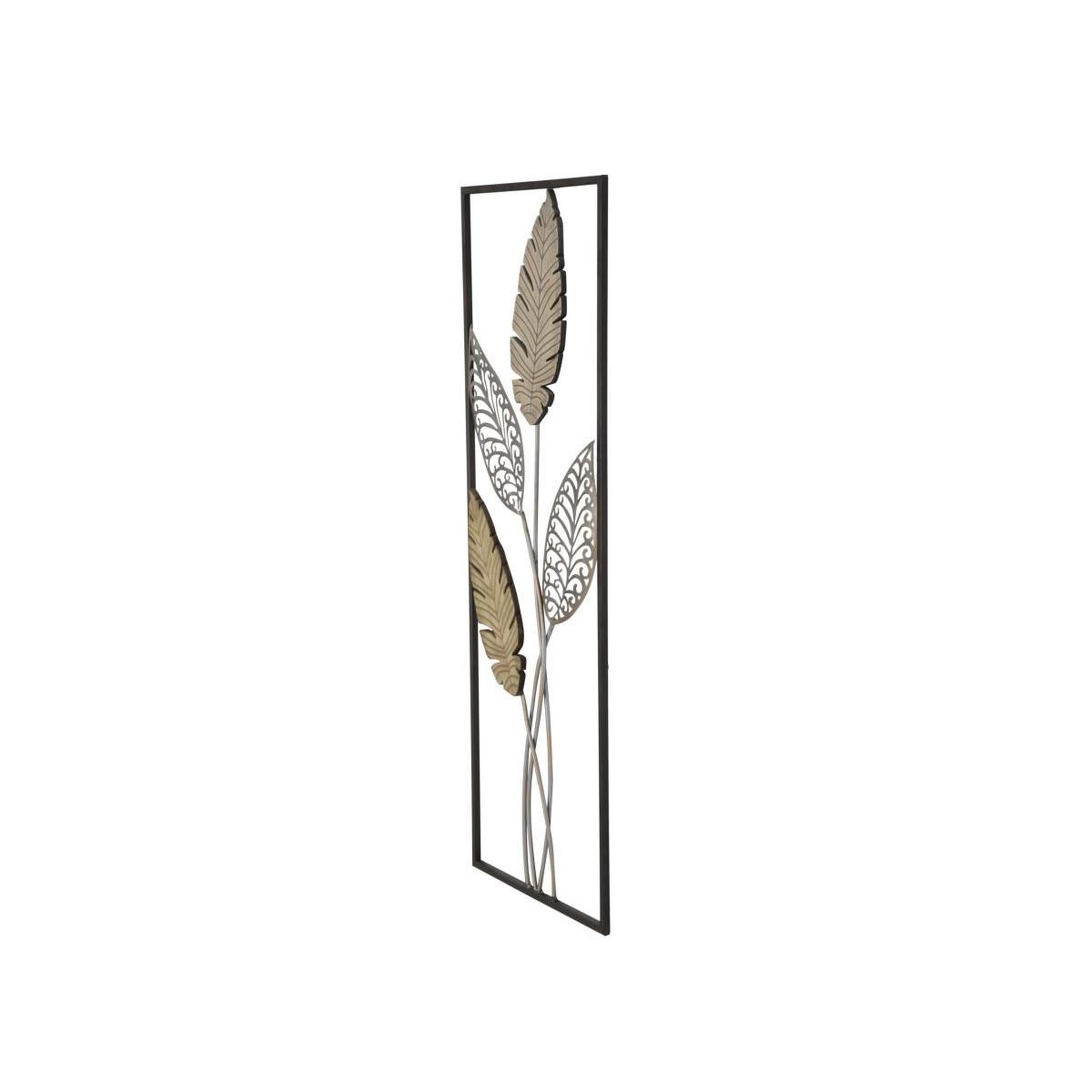 Voir la diapositive 3 : Paris Prix Déco murale encadrée en métal  foglie  91cm argent & or