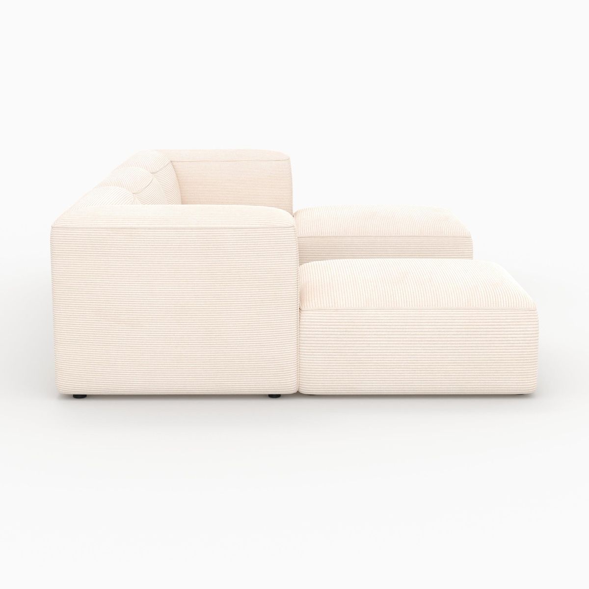 Rendez vous déco Canapé modulable en velours blanc 3 places avec pouf-Mina