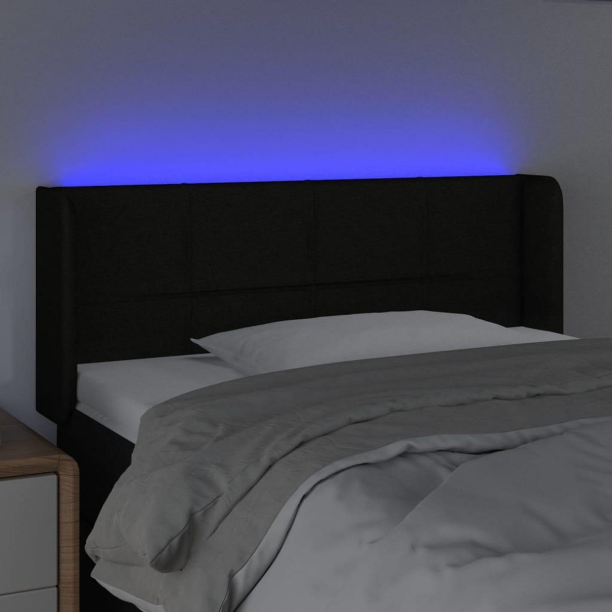 VIDAXL Tete de lit a LED Noir 83x16x78/88 cm Tissu