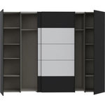 MARKET24 Armoire de chambre - NARAGO - Noir / Blanc - 2 portes battantes, 2 portes coulissantes - 270,3 x 61,2 x 210,5 cm