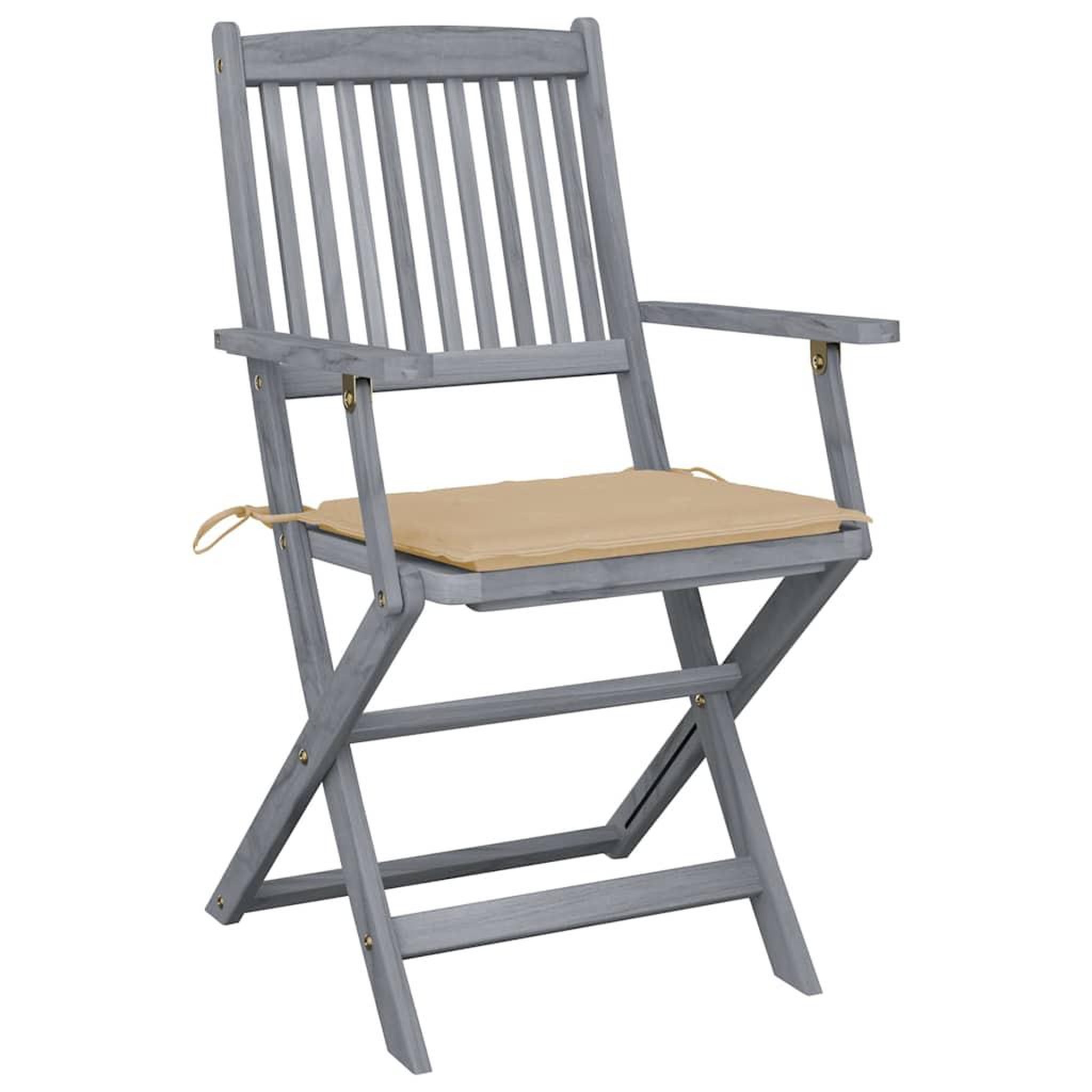 Voir la diapositive 3 : VIDAXL Chaises pliables d'exterieur lot de 4 et coussins Bois d'acacia
