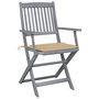 Voir la diapositive 3 : VIDAXL Chaises pliables d'exterieur lot de 4 et coussins Bois d'acacia