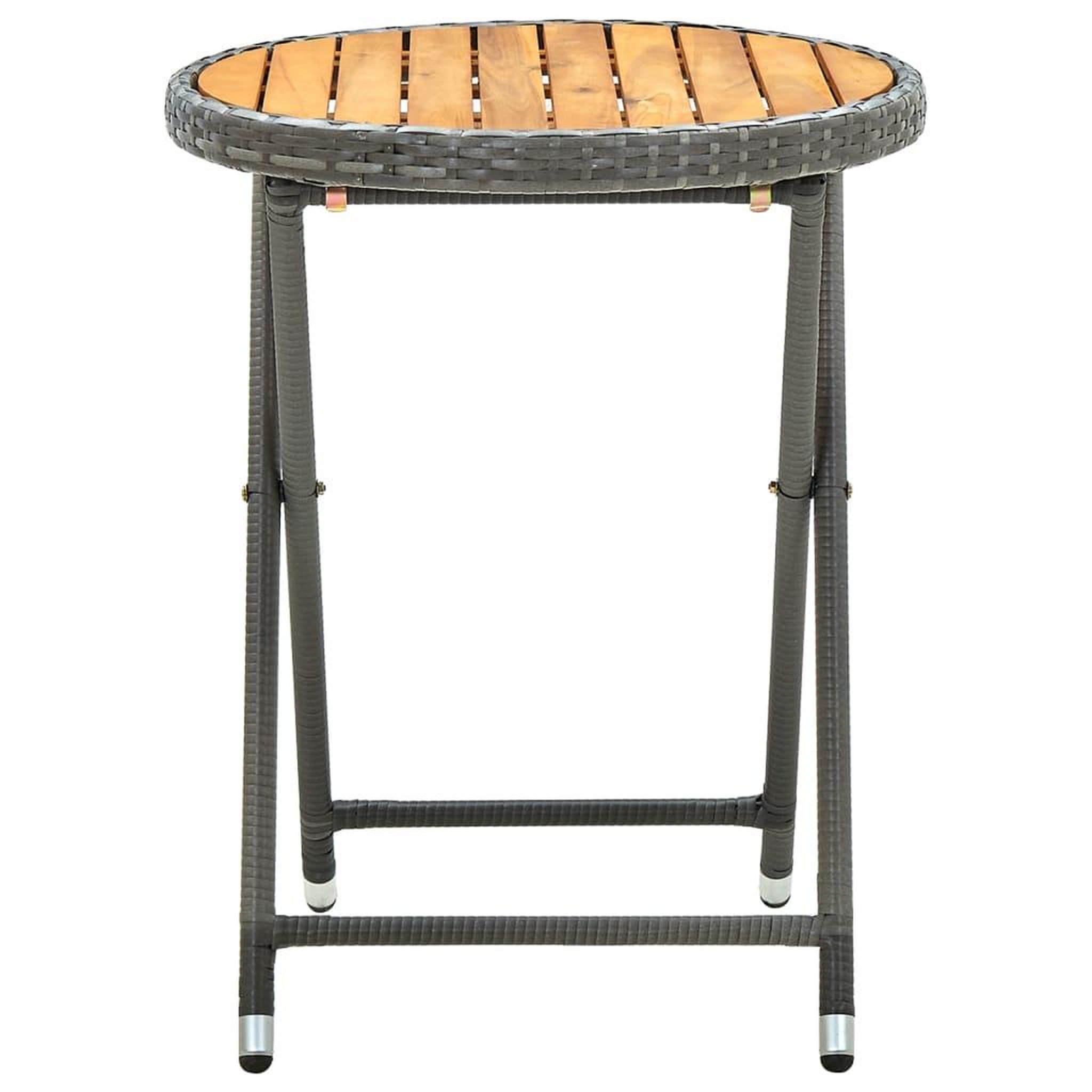 Voir la diapositive 3 : VIDAXL Table a the Gris 60 cm Resine tressee et bois d'acacia solide