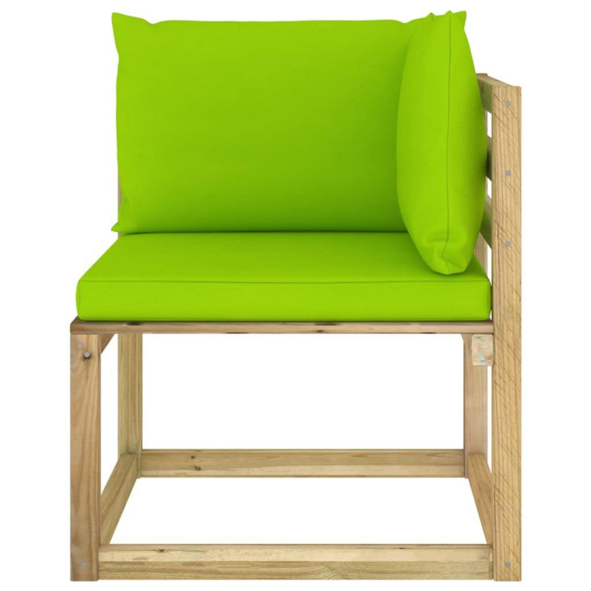 VIDAXL Canape d'angle de jardin avec coussins Bois impregne de vert