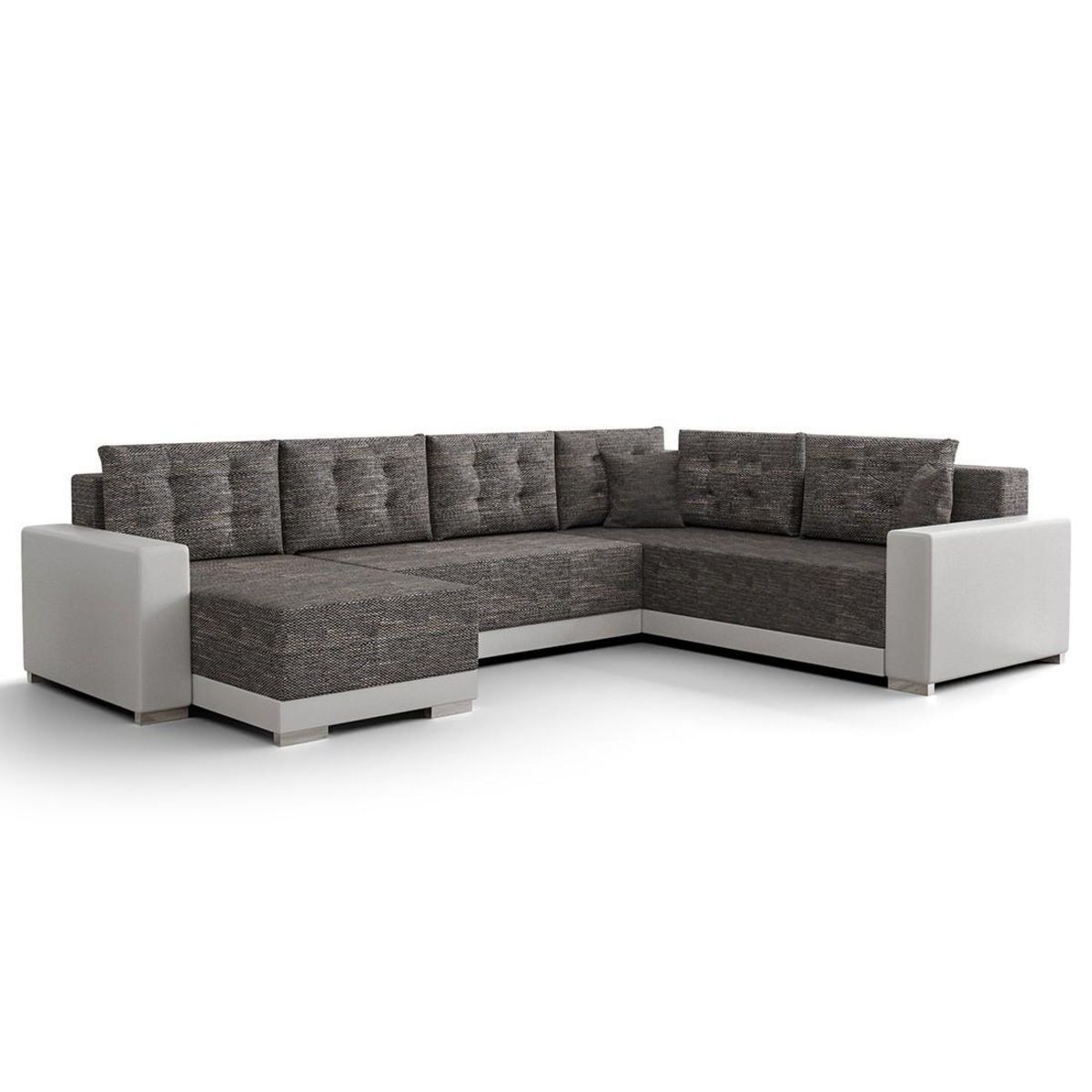 BEST MOBILIER Roger - canapé panoramique d'angle réversible 7 places convertible avec coffre en tissu