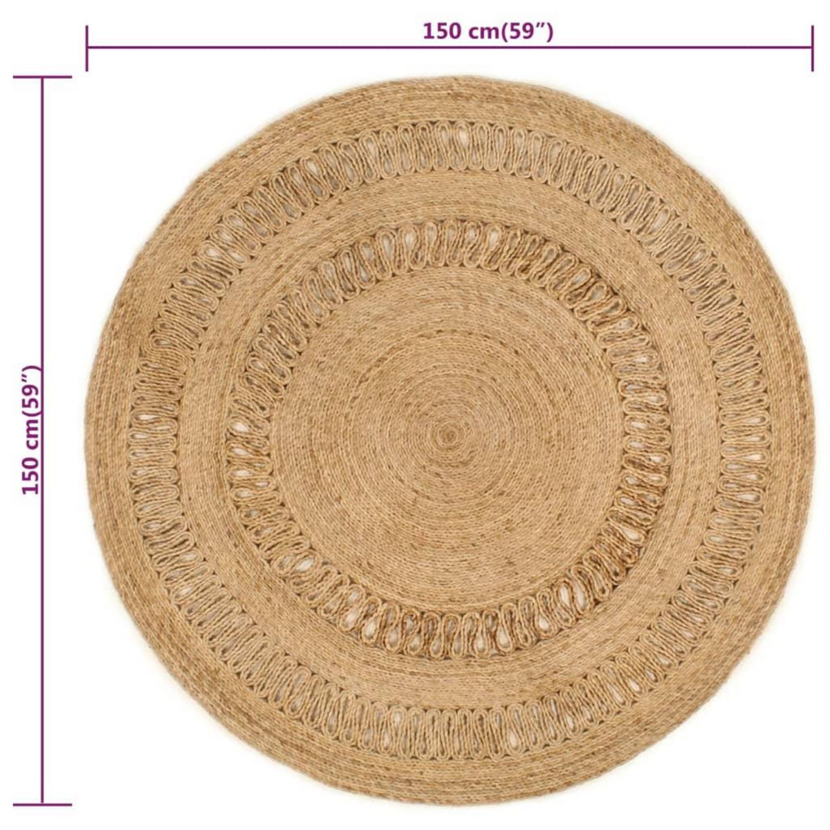 VIDAXL Tapis Jute tresse a la main 150 cm Rond