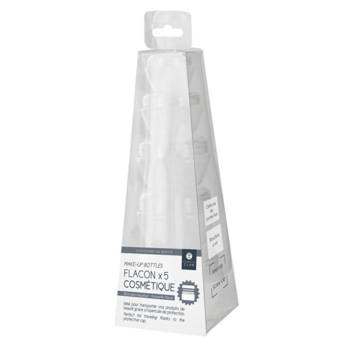 Paris Prix Lot de 5 Flacons à Maquillage  Cosmétique  5cm Transparent