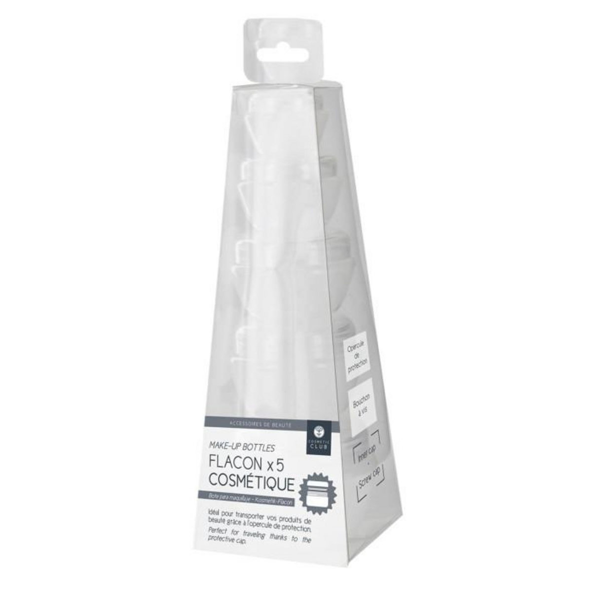 Paris Prix Lot de 5 Flacons à Maquillage  Cosmétique  5cm Transparent