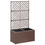 Voir la diapositive 1 : VIDAXL Lit sureleve treillis 2 pots 58x30x107cm Resine tressee Marron