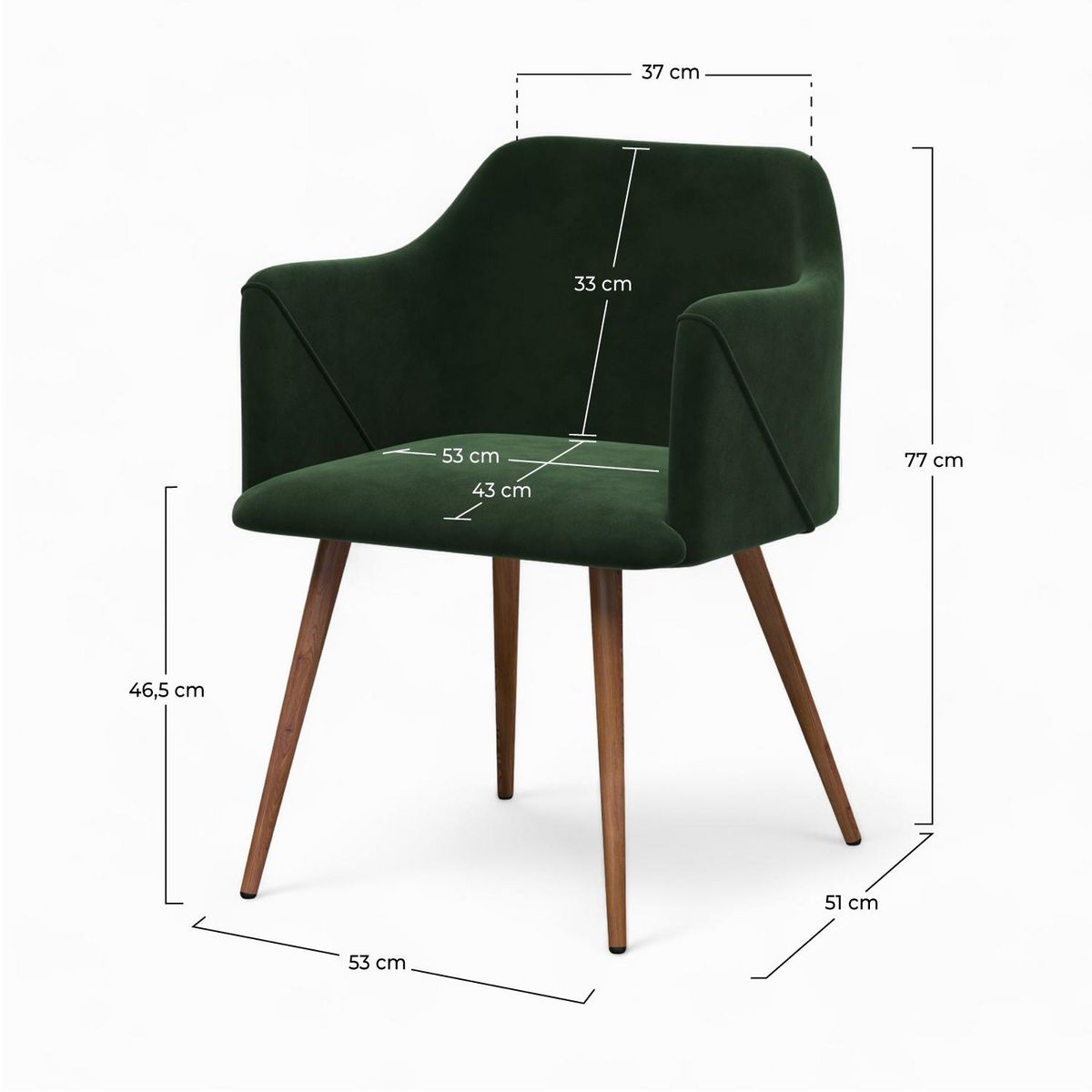 Rendez vous déco Lot de 2 chaises avec accoudoirs en velours vert foncé - Daisy