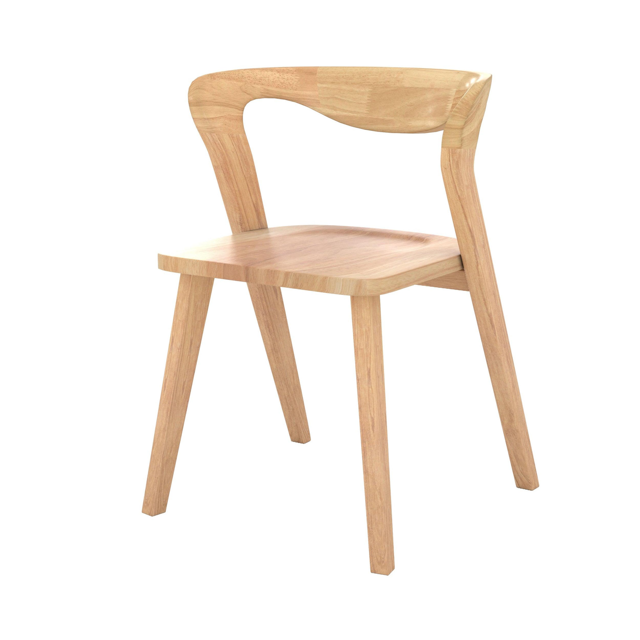 MAISON PAVANE Chaise en bois d'hévéa clair, dossier courbé-vega