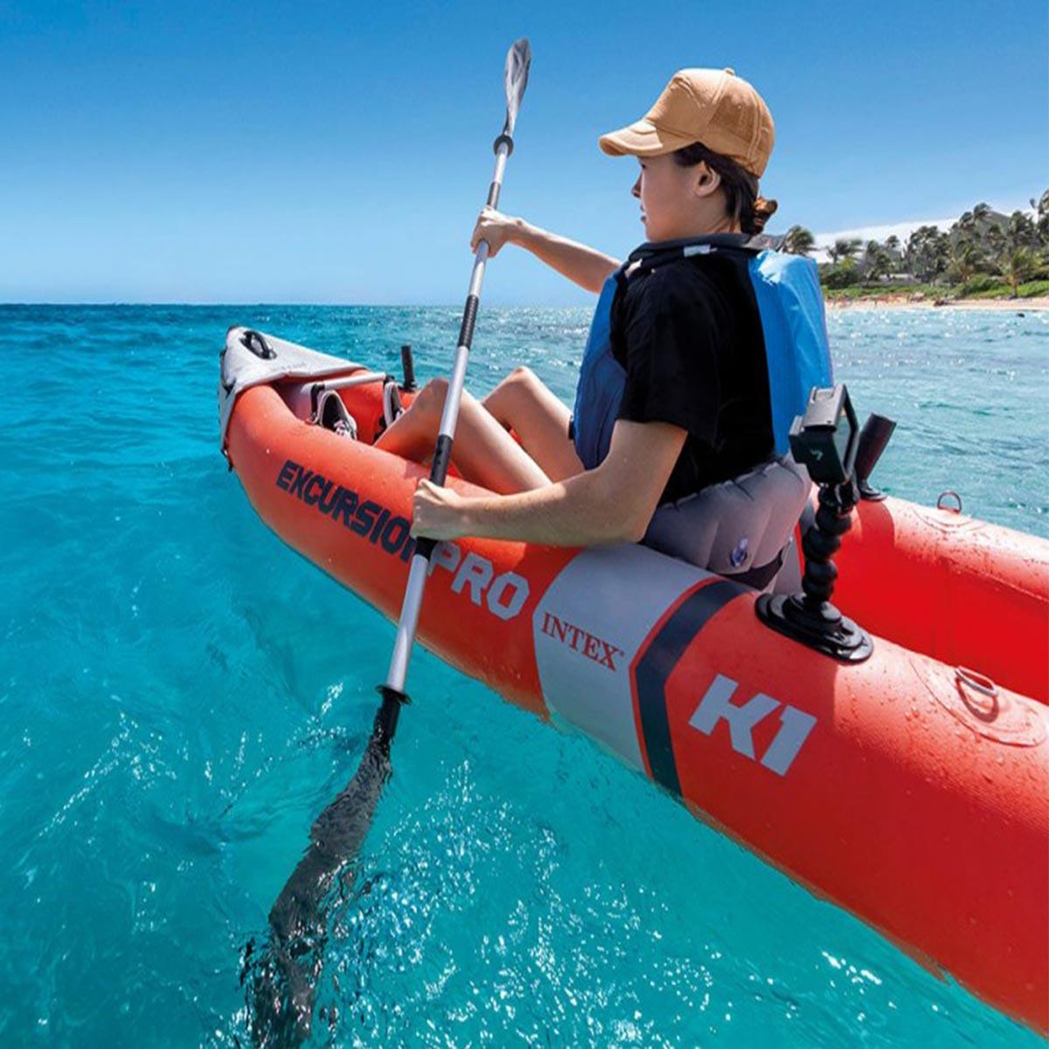Voir la diapositive 5 : INTEX Kit canoë gonflable 1 place Excursion Pro K1 avec rames et gonfleur - Intex