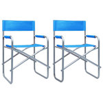 VIDAXL Chaises de metteur en scene lot de 2 Acier Bleu