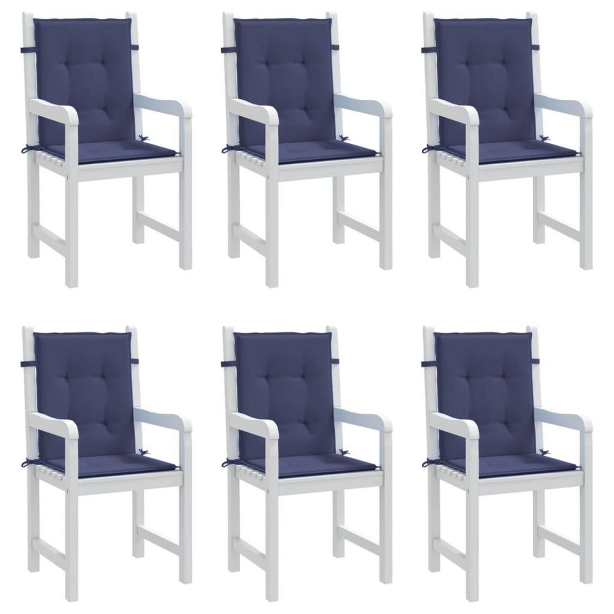 VIDAXL Coussins de chaise a dossier bas lot de 6 bleu marine tissu