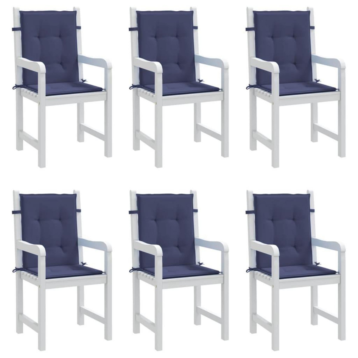 VIDAXL Coussins de chaise a dossier bas lot de 6 bleu marine tissu