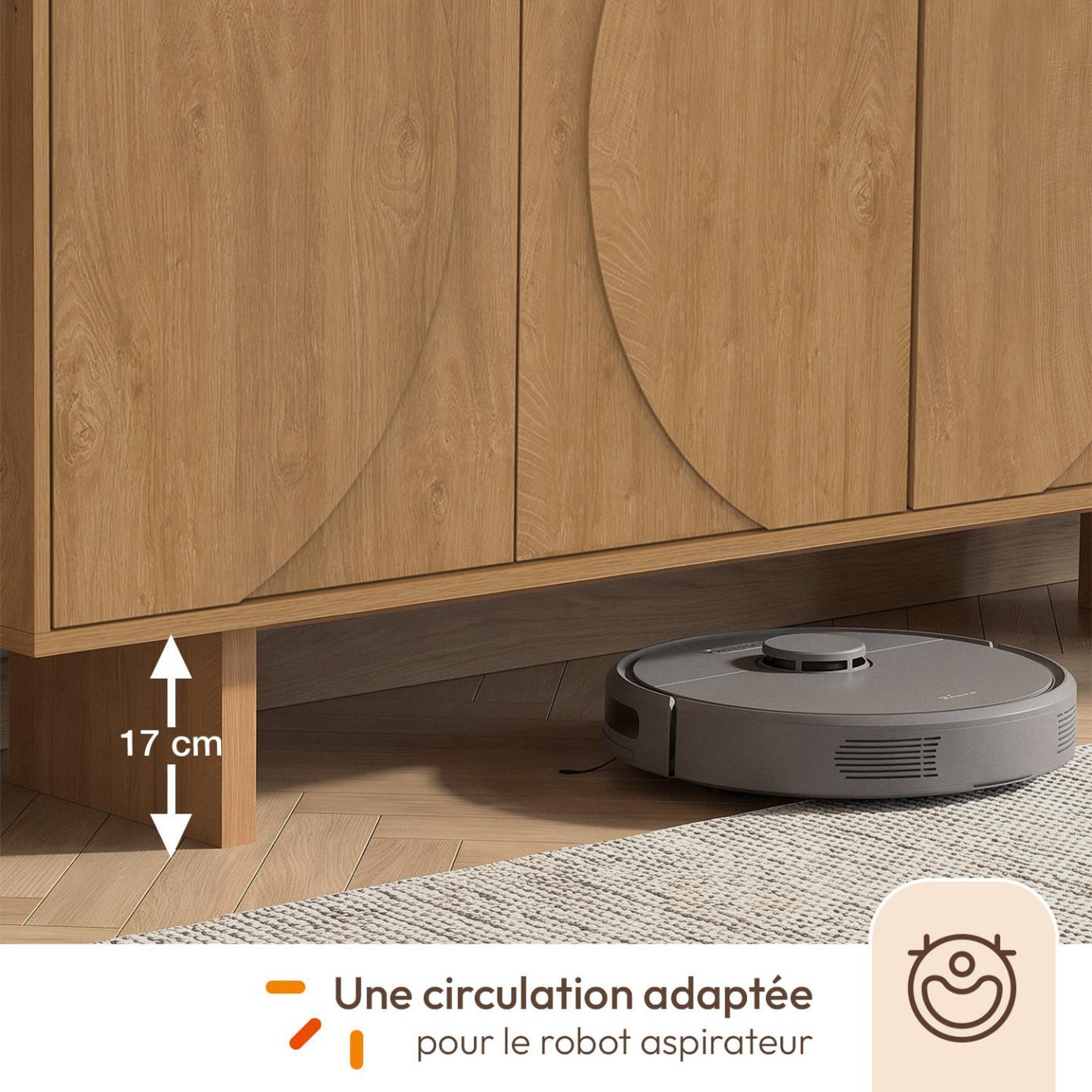 Voir la diapositive 6 : ID MARKET Buffet 160 cm ARVIN 4 portes avec reliefs arrondis bois clair
