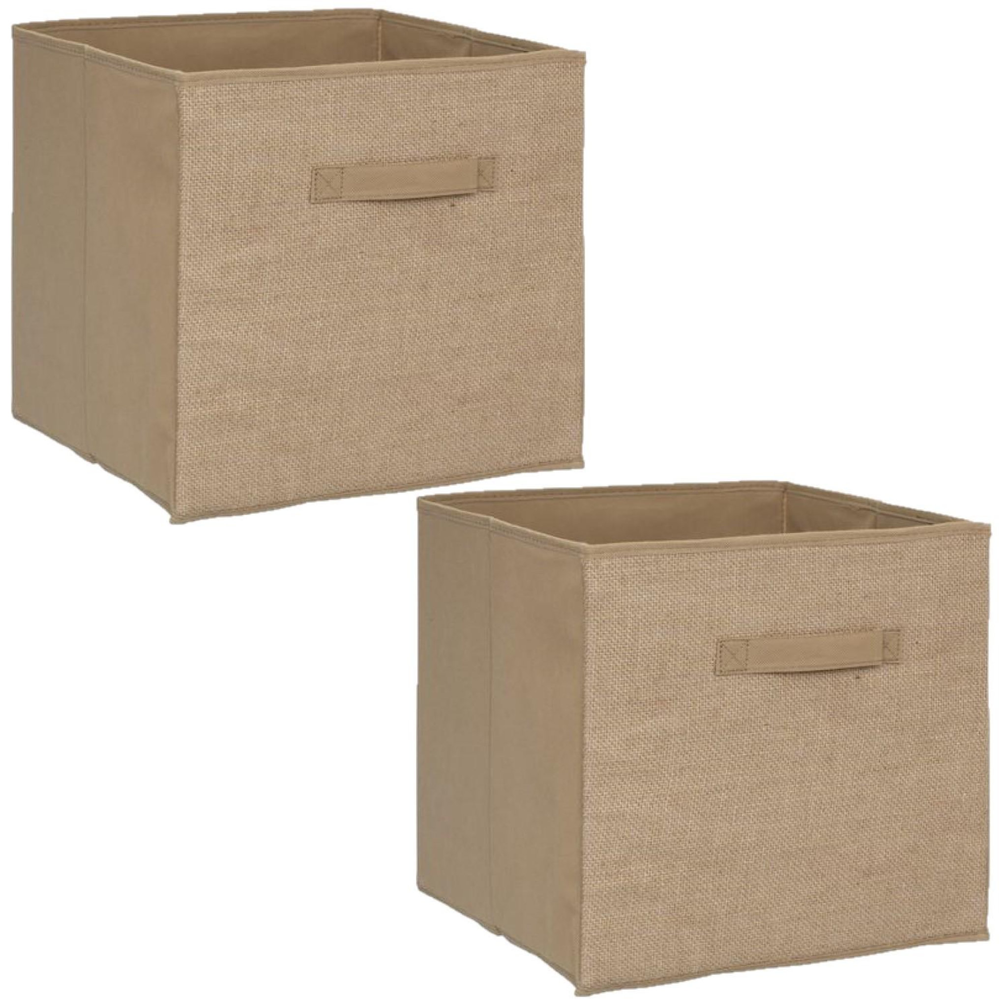 TOILINUX Lot de 2 boîtes de rangement pliantes en jute - l. 31 x l. 31 x h. 31 cm - marron